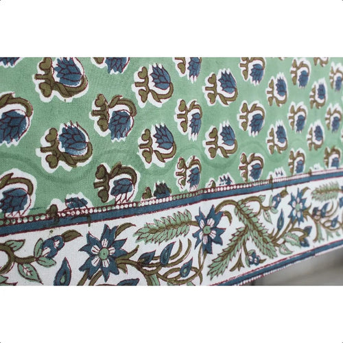 Pemberley Charleston Botanical Block Print Tablecloth - Handcrafted Luxury Home Decor