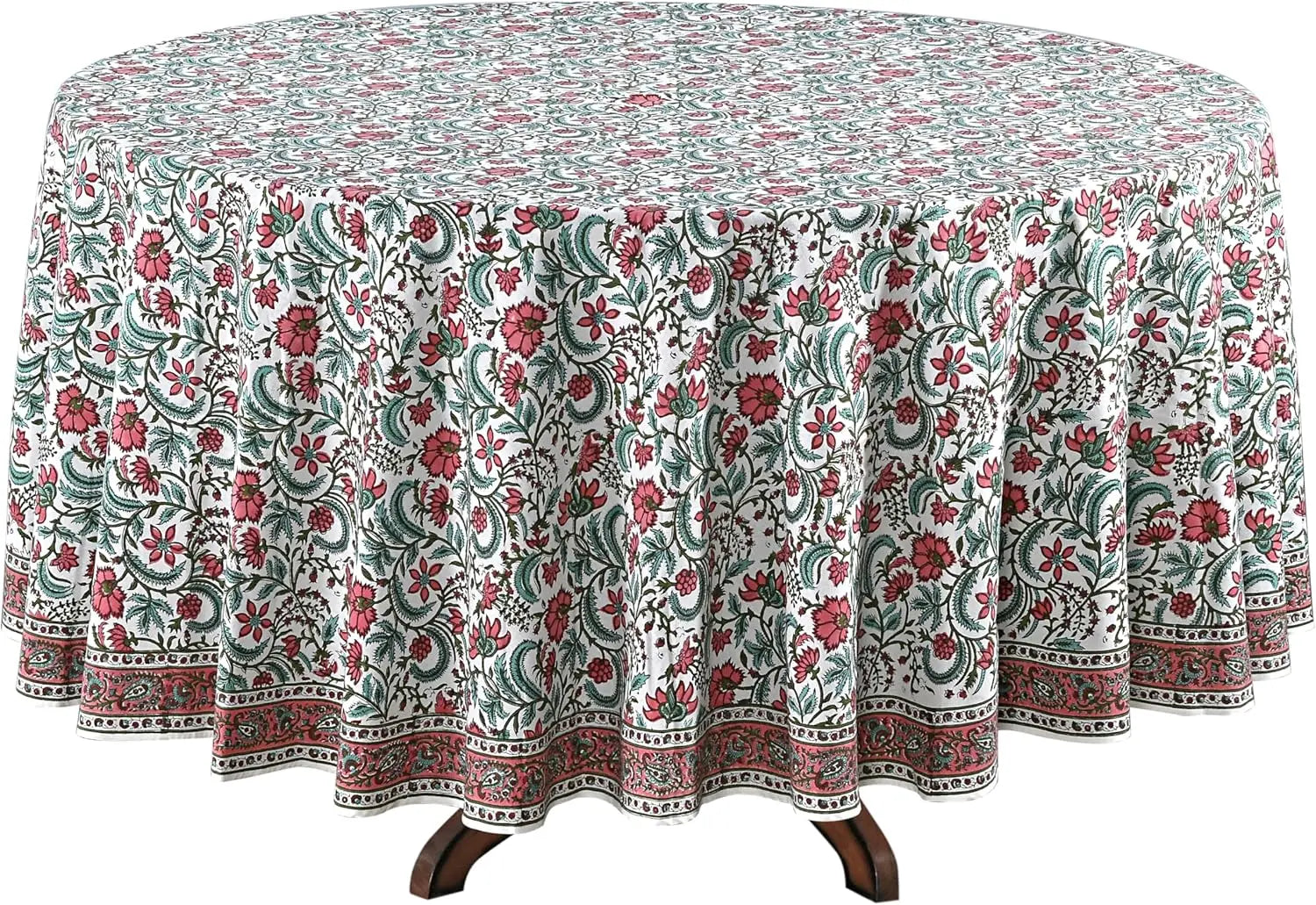 Pemberley Charleston Hand Block Print Round Tablecloth  - Handcrafted Luxury Home Decor