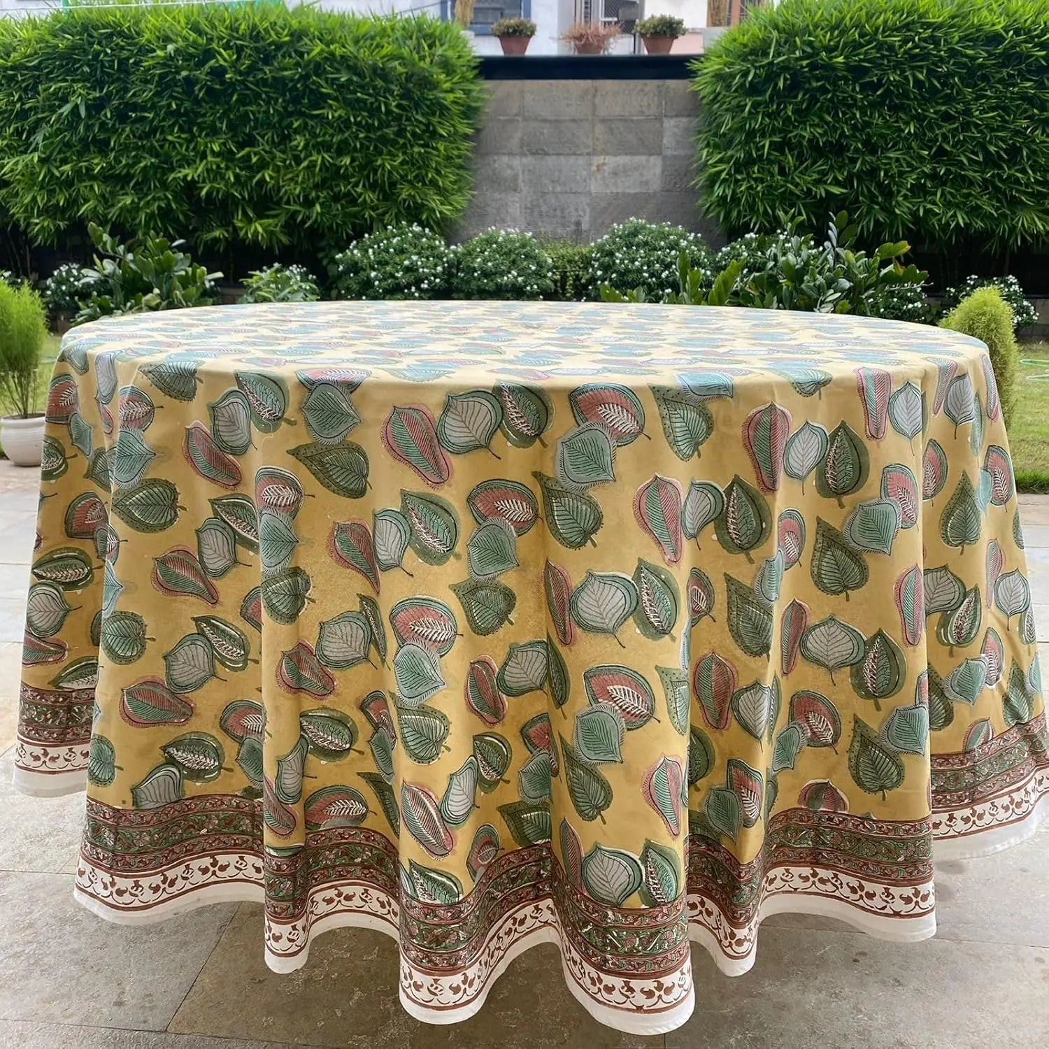 Pemberley Charleston Hand Block Print Round Tablecloth  - Handcrafted Luxury Home Decor