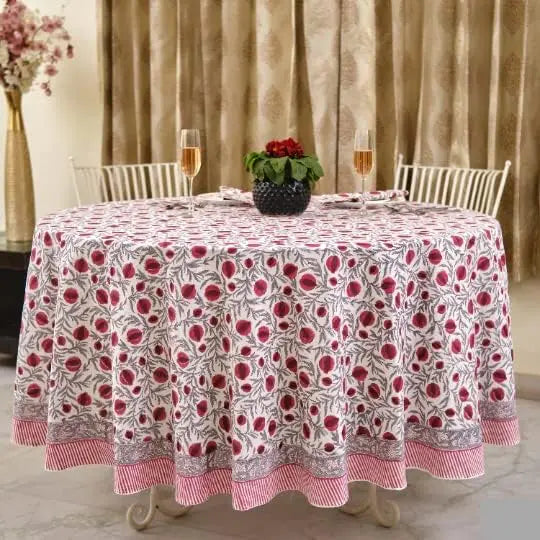 Pemberley Charleston Hand Block Print Round Tablecloth  - Handcrafted Luxury Home Decor